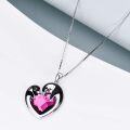 wholesale 925 Sterling Silver Pink Crystal Heart Penguins Pendant Necklace for Women-0-3