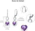 wholesale 925 Sterling Silver Heart-Shaped Amethyst Infinity Drop Earrings - February Birthstone s for Her-0-5