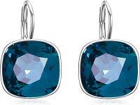 wholesale Sterling Silver Austrian Crystal Hypoallergenic Leverback Earrings Women s Gift-London Blue