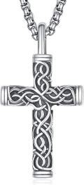 wholesale 925 Sterling Silver Celtic Knot Cross Necklace for Men Women Catholic Christian Gifts-0-0