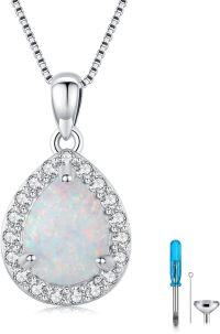 wholesale 925 Sterling Silver Teardrop Opal Pendant with Chain and Crystal Accents-Custom-Opal