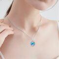 wholesale 925 Sterling Silver & Tianhe Stone Dolphin Wave Necklace - Ocean Beach Jewelry Gift for Women-0-2