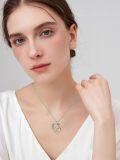 wholesale 925 Sterling Silver Heart-Shaped Mother Daughter Rose Gold Plated Pendant Necklace with Chain - 3D Engraved Mom and Child Design  for Her (Gold)-0-2