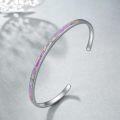 wholesale  Sterling Silver Opal Cuff Bangle Bracelet Hypoallergenic Gift for Women -0-2