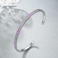 wholesale 925 Sterling Silver Opal Cuff Bangle Bracelet Hypoallergenic Gift for Women-0-2