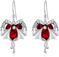 wholesale 925 Sterling Silver Birthstone Dragon Dangle Earrings for Women (Jan Dec)-January