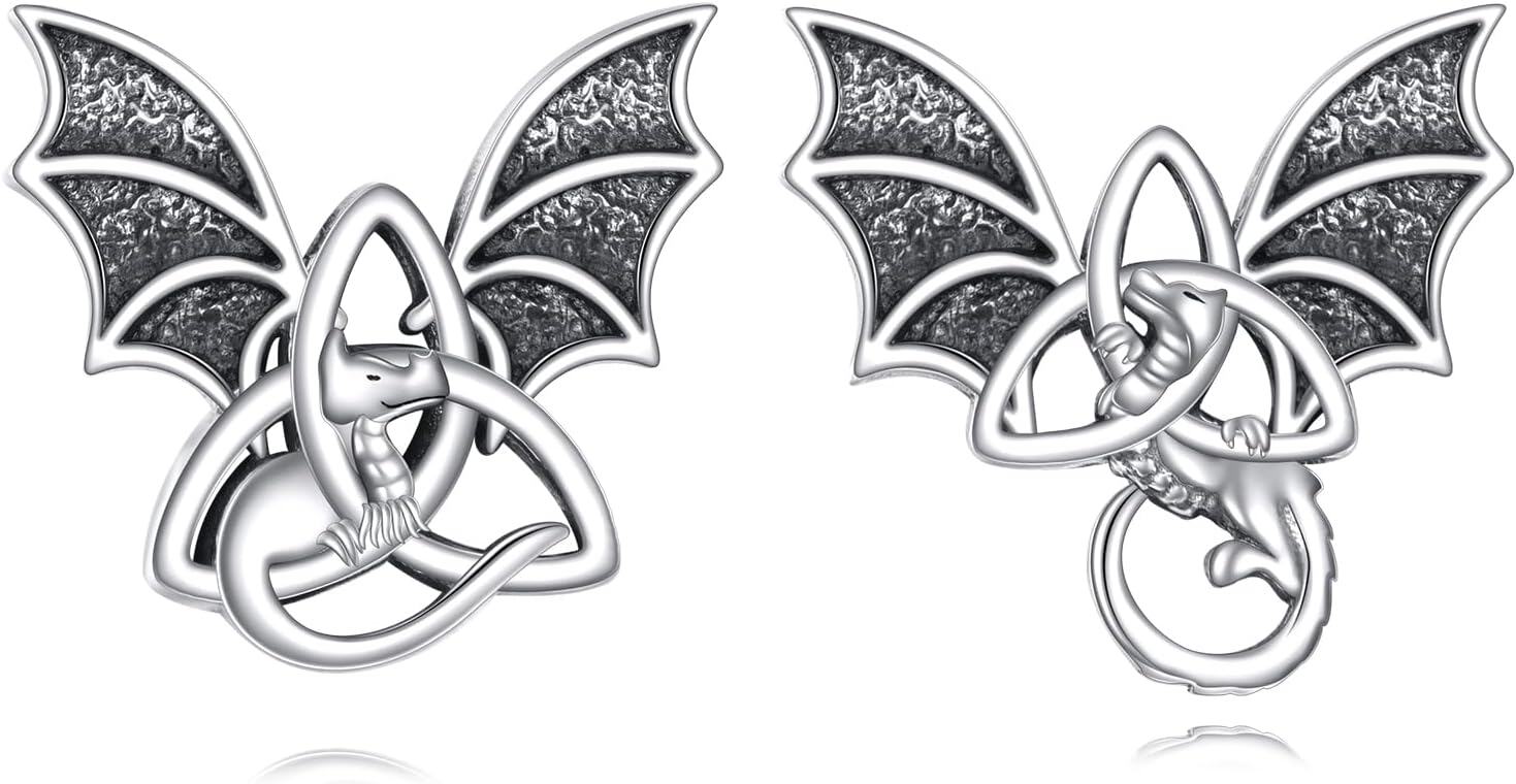 Sterling Silver Stone Gothic Animal Halloween Earrings for Women-0-0