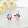 wholesale 925 Sterling Silver American Flag Flower Leverback Earrings - Patriotic Stars & Stripes Jewelry for Women-0-3
