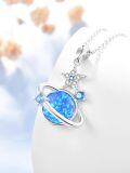 wholesale Sterling Silver Space Jewelry Saturn Necklace Star Pendant Celestial Necklace for Women-0-1