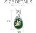 wholesale 925 Sterling Silver Green Jade Pendant Necklace with Blue Enamel Owl Design Gift for Her-0-9