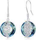 wholesale 925 Sterling Silver Blue Crystal Feather Drop Earrings - Gifts for Women-0-0