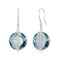 wholesale 925 Sterling Silver Peacock Feather Blue Crystal Drop Earrings-0-0