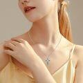 wholesale 925 Sterling Silver & Turquoise Women's Cross Necklace, Elegant Dainty Faith Jewelry Gift-0-3