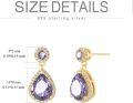wholesale 14k Gold Plated 925 Sterling Silver Amethyst Teardrop Stud Earrings for Women Birthday Gifts for Mom Girls Her-0-3