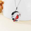 wholesale 925 Sterling Silver Cardinal Bird Moon Pendant Necklace-0-3