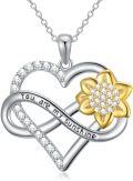 wholesale 925 Sterling Silver You Are My Sunshine Heart Pendant Necklace for Women-0-0
