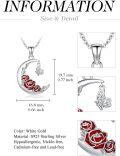 wholesale 925 Sterling Silver Crescent Moon Red Enamel Roses Butterfly Charm Pendant Necklace-0-3