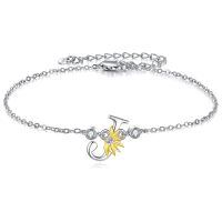 wholesale 925 Sterling Silver Dandelion Letter Initial B Charms Anklets Wholesale For Women-Initial J