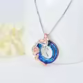 TOUPOP Sterling Silver Blue Crystal X Initial Butterfly Rose Necklace-0-2