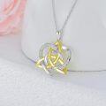 wholesale Gold-Plated 925 Sterling Silver Natural Cubic Zirconia Celtic Trinity Knot Heart Pendant Necklace-0-2