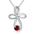 TOUPOP Sterling Silver Birthstone Infinity Cross Knot Necklace Pendant-0-0