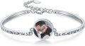 wholesale 925 Sterling Silver I Love You 100 Languages Photo Charm Bangle Bracelet for Couples-0-0