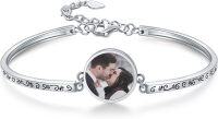 wholesale 925 Sterling Silver I Love You 100 Languages Photo Charm Bangle Bracelet for Couples-Photo