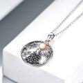 wholesale 925 Sterling Silver Moon Howling Wolf Pendant Necklace for Women-0-1