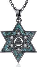 wholesale 925 Sterling Silver Black Turquoise Star of David Pendant Necklace - Jewish  for Women-0-0