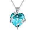 TOUPOP Sterling Silver Crystal Heart Flower Pendant Necklace-0-0