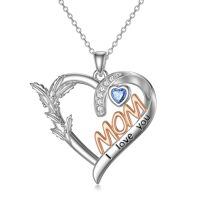 TOUPOP Sterling Silver Mom Birthflower Necklace For Women-undefined