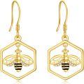 wholesale 925 Sterling Silver Honeycomb & Bee Drop Earrings with Cubic Zirconia for Women-0-0