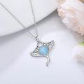 wholesale 925 Sterling Silver Larimar Manta Ray Ocean Wave Pendant Necklace for Women Gifts-0-2