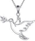 wholesale 925 Sterling Silver Olive Branch Dove Pendant Necklace - Peaceful Bird Jewelry for Women-0-0