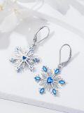 wholesale 925 Sterling Silver Snowflake Blue Crystal Drop Dangle Earrings for Women Holiday s-0-2