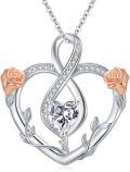 wholesale 925 Sterling Silver & 925 Rhodium Plated Pendant with Cubic Zirconia and Flower Design - Perfect Gift for Her (Length: Adjustable)-0-0