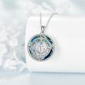 wholesale 925 Sterling Silver Anchor Compass Pendant with Blue Crystal and Opal Stone Necklace-0-1