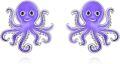 wholesale 925 Sterling Silver Purple Octopus Stud Earrings for Women Girls Kids Gift Idea-0-0