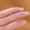 wholesale White Gold 925 Sterling Silver Moissanite Stud Hoop Earrings for Women 4mm Round Cut Cubic Zirconia Alternative  Set-0-1