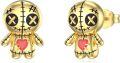 wholesale 925 Sterling Silver Plated Rose Gold Metal Voodoo Doll Stud Earrings - Gothic Horror Style Skeleton Heart Pendant Jewelry for Women Girls 2 Pcs Set-0-6