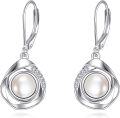 wholesale 925 Sterling Silver Pearl Twist Drop Earrings for Women-0-0