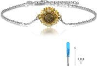 wholesale 925 Sterling Silver Sunflower Tree of Life Urn Bracelet for Ashes Cremation Keepsake-Gold Sunflower Urn Bracelet