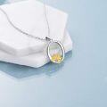 wholesale 18K Gold Plated 925 Sterling Silver Sunflower Pendant Necklace with CZ Stone & Personalized Initial Charm-0-3
