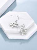 wholesale 925 Sterling Silver Snowflake Leverback Dangle Drop Earrings with Cubic Zirconia Accents-0-3