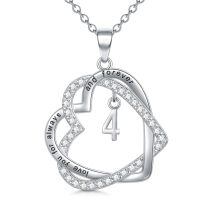 TOUPOP 925 Sterling Silver Zircon Forever Love Heart Pendant Necklace-undefined