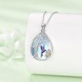 wholesale S925 Sterling Silver Moonstone Tree of Life Hummingbird Pendant Necklace Jewelry for Women Girls-0-2