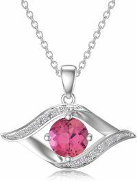 wholesale 14K White Gold Sterling Silver D Color VVS Clarity Evil Eye Diamond Greek Protection Pendant Necklace-A10:Pink moissanite-Sterling Silver-A10:Pink moissanite Sterling Silver