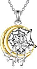 wholesale 925 Sterling Silver Spider Web Moon Halloween Charm Pendant Necklace Gift-0-0