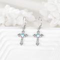 wholesale 925 Sterling Silver Moonstone Claddagh Celtic Cross Dangle Drop Earrings-0-3