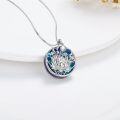 wholesale 925 Sterling Silver Round Blue Crystal Lotus Evil Eye Pendant Necklaces for Women Spiritual Protection s-0-1